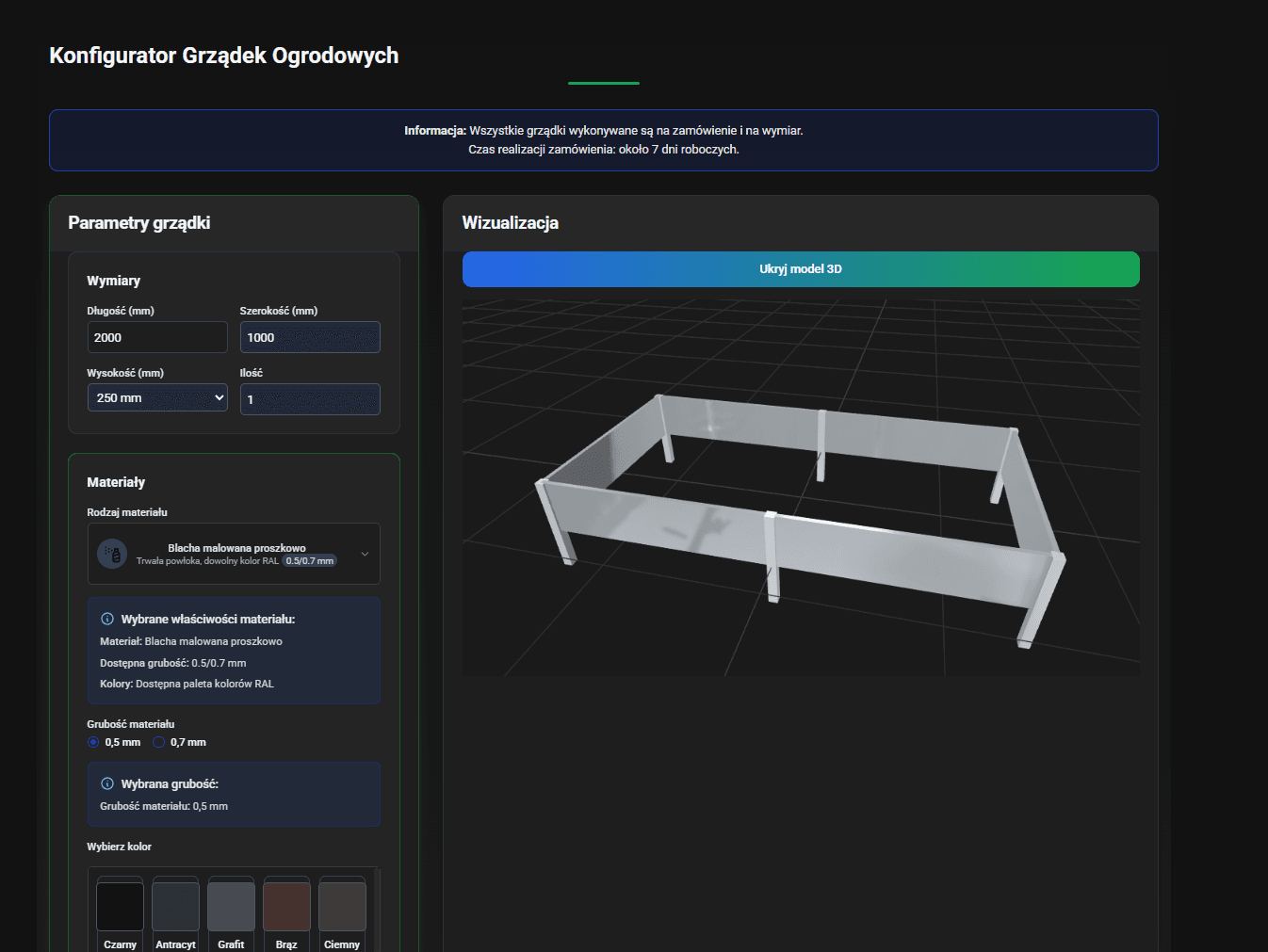 Konfigurator grządek ogrodowych
