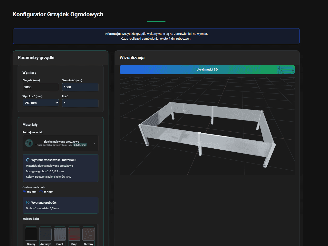 Konfigurator grządek ogrodowych